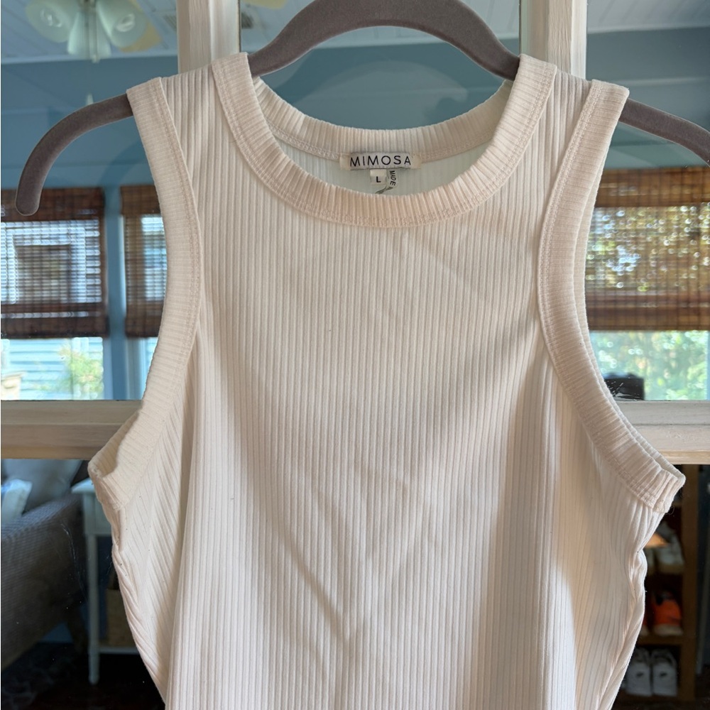 Mimosa Cream Ribbed Tank Top - Sleek Sleeveless Knit